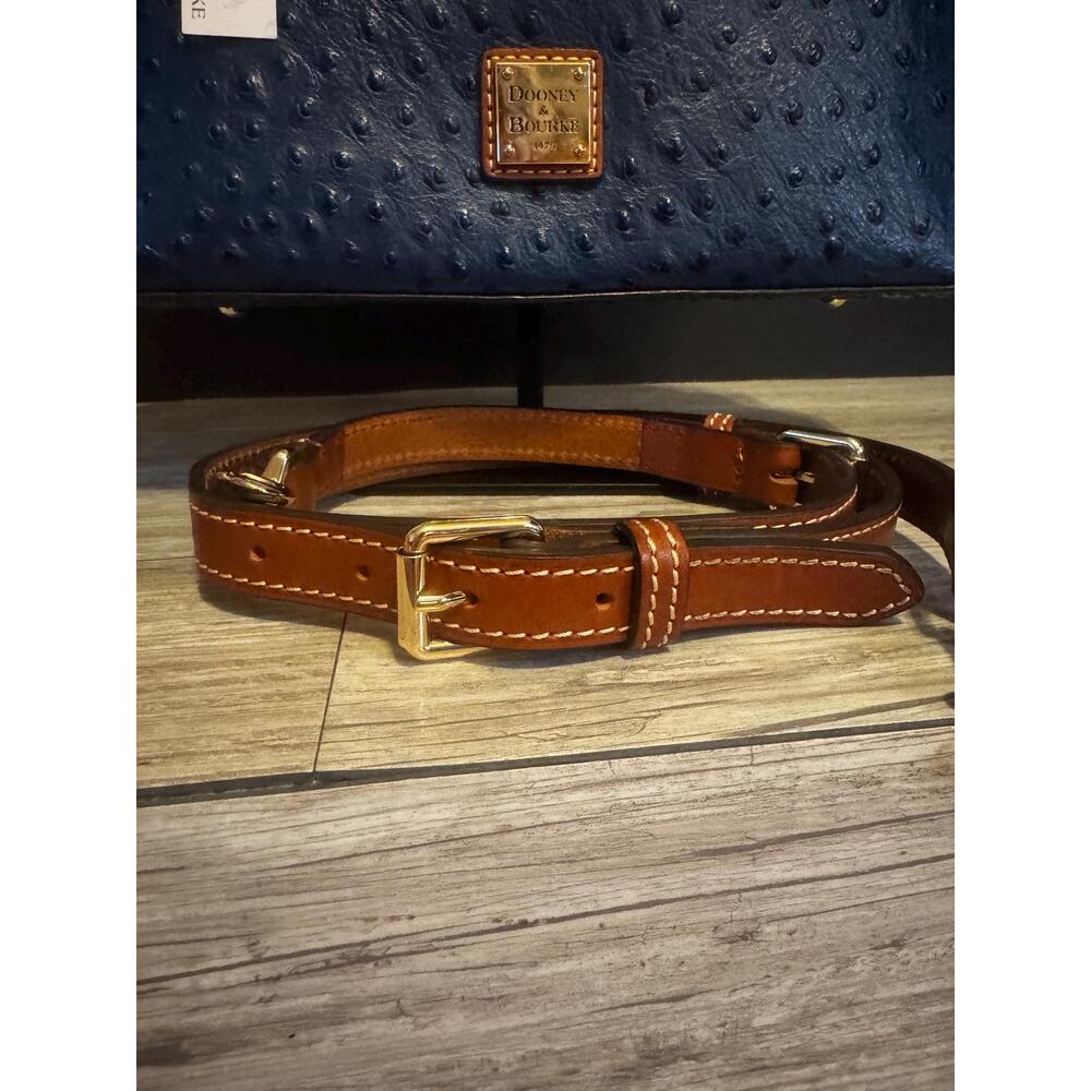 Two piece set- Dooney & Bourke Embossed Ostrich leather Satchel wallet teal blue - Picture 4 of 16